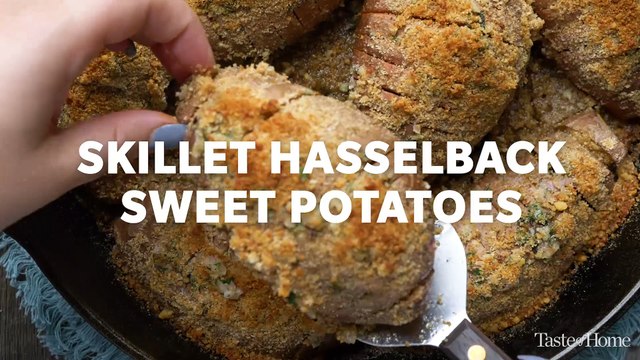 Skillet Hasselback Sweet Potatoes
