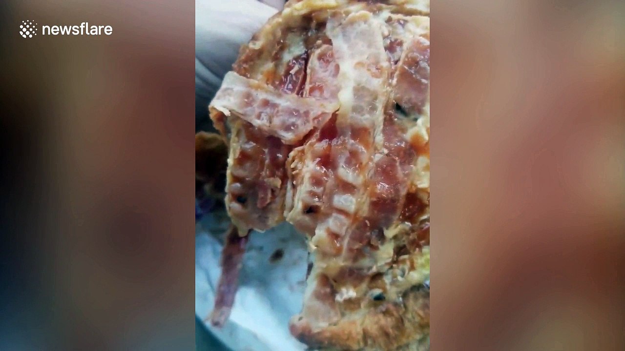 Shocking moment US mother finds 'insects' in breakfast sandwich
