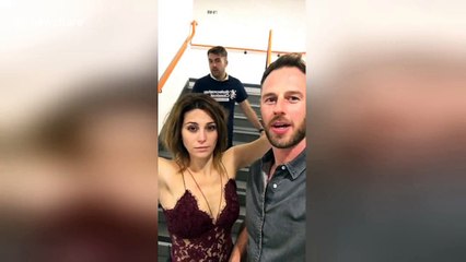 Knackered man takes a tumble down the stairs after heavy night out