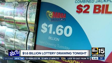 $1.6 billion lottery drawing to happen Tuesday night