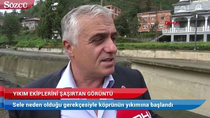 Rize'de yıkım ekiplerini şaşırtan köprü