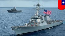 Two U.S. Navy vessels sail through Taiwan Strait