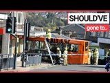 Bus crashes into opticians after narrowly missing employee | SWNS TV