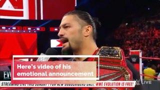SEE VIDEO: WWE world reacts to Roman Reigns' announcement that he has leukemia | US Today News