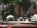 Se derrumba puente en Azcapotzalco tras sismo, destroza microbús