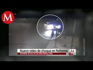 Momento del choque del BMW en Paseo de la Reforma