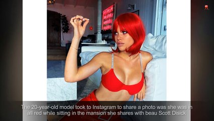 Sofia Richie is red hot in bra and leather shorts as she looks at a cherry