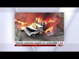 Queman camioneta cargada con combustible en Tlaxcala