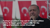 Turkish President Calls For Saudi Arabia To Hand Over The 18 Men Involved In Khashoggi's Killing To Stand Trial