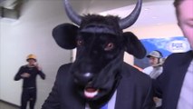 NHL head coach wears cow mask for interview after losing bet