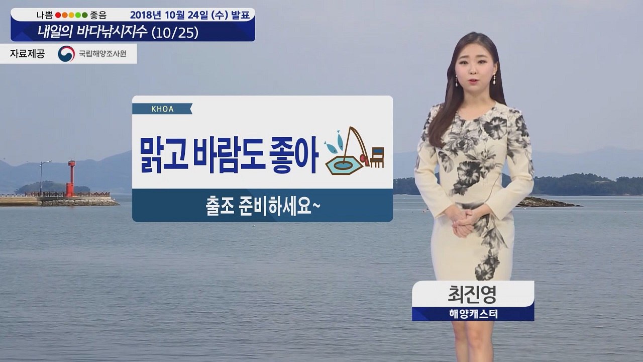 [내일의 바다낚시지수] 10월25일 전국 맑고 바람 좋아, 전 해안 출조 무난해  / YTN