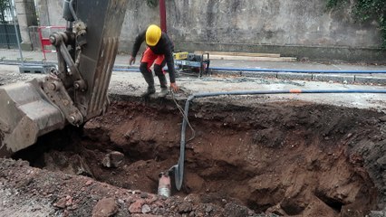 Chantier de la rue du Général-Leclerc à Remiremont, qui avance selon le calendrier prévu.