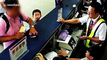 Chinese man slaps airport worker in face with iPhone after flight cancelled