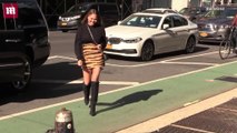 Meow! Chrissy Teigen wears bold tiger striped mini skirt in NYC
