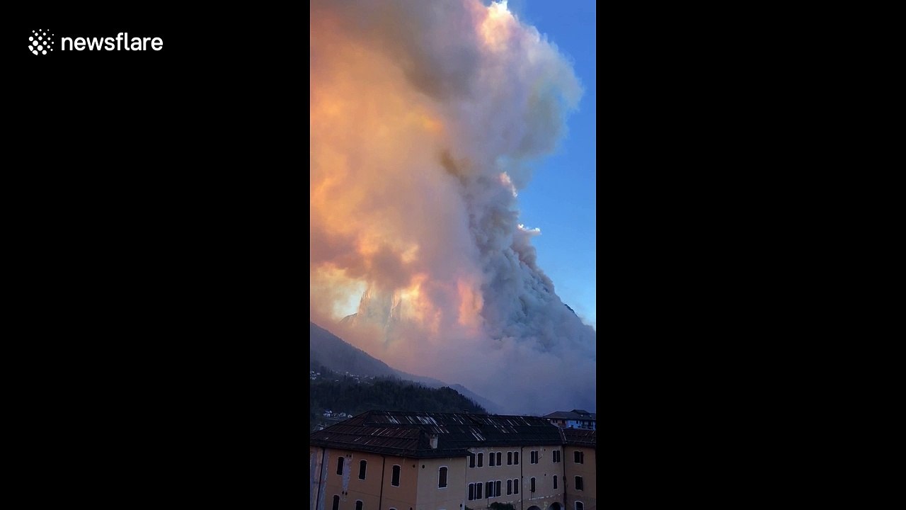 Massive blaze sweeps through Dolomites