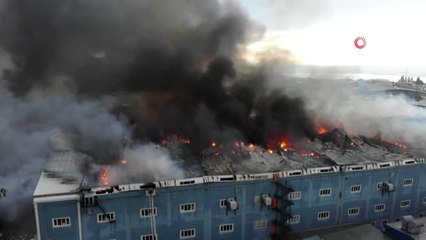 Esenyurt'ta Alev Alev Yanan Fabrikalar Havadan Görüntülendi