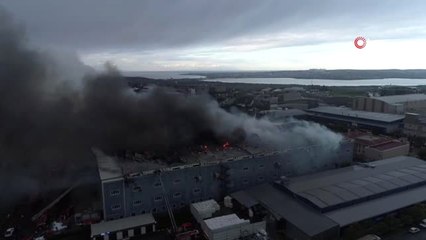 Esenyurt'ta Alev Alev Yanan Fabrikalar Havadan Görüntülendi