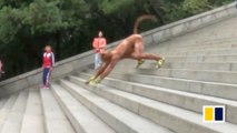 To keep fit, Chinese grandfather becomes a ‘leopard’