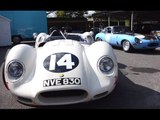 Firing on... Eight! Lister-Chevrolet 'Knobbly' setting off car alarms at Goodwood...