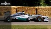 Lewis Hamilton's Mercedes F1 car flat-out at Goodwood
