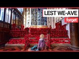 15K knitted poppies displayed in church for WW1 | SWNS TV