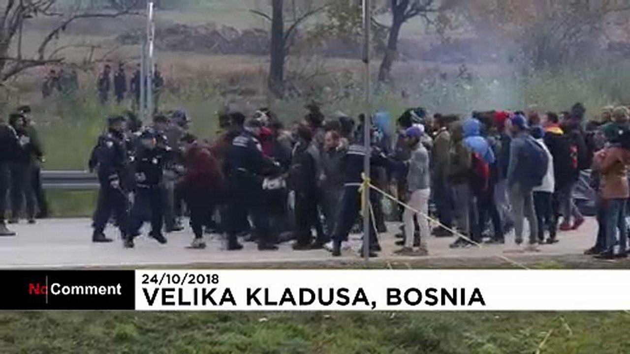Migrants clash with Bosnian police while trying to cross the border into Croatia