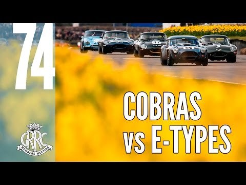 3 Jaguar E-Types v 2 AC Cobras track battle