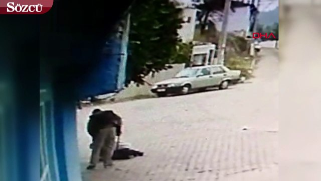 Demir sopayla dayak güvenlik kamerasında