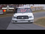 WWE legend Bill Goldberg spears Toyota Tundra into hay