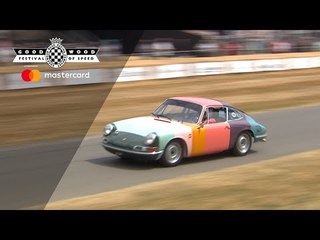 Wild Paul Smith rainbow Porsche 911 hill climb