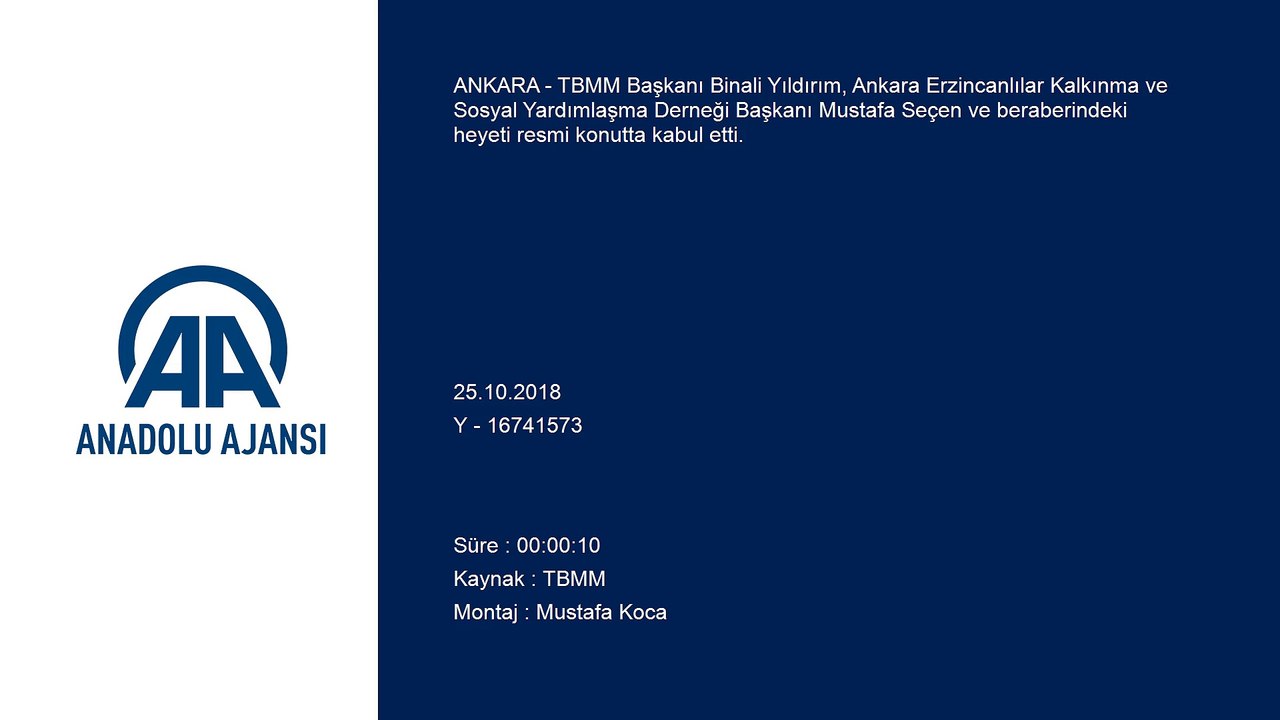 TBMM Başkanı Yıldırım, Ankara Erzincanlılar Kalkınma ve Sosyal Yardımlaşma Derneği üyelerini kabul etti - ANKARA