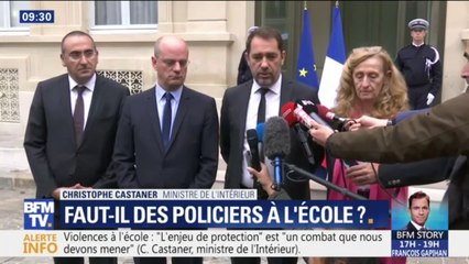 Le ministre de l'Intérieur "n'exclut pas la présence" de policiers et de gendarmes dans les établissements scolaires