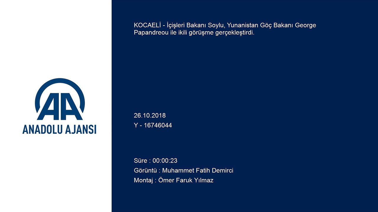 İçişleri Bakanı Soylu, Yunanistan Göç Bakanı George Papandreou ile ikili görüşme gerçekleştirdi - KOCAELİ