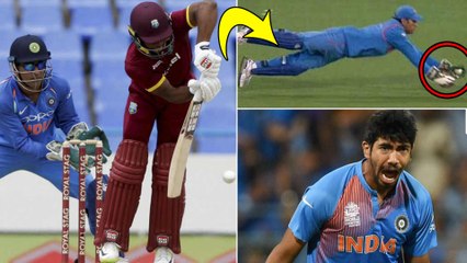 Скачать видео: India Vs West Indies 2018, 3rd ODI : Dhoni's Super Catch In 3rd ODI