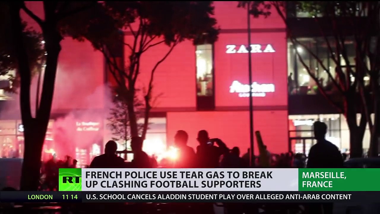 France News Alert French police use tear gas to break up clashing football supporters