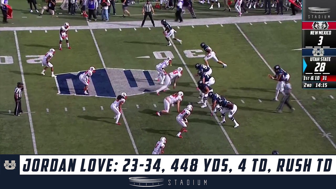 Utah State's Jordan Love Scores Five Touchdowns in First Half