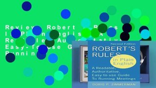 Review  Robert s Rules In Plain English: A Readable, Authoritative, Easy-To-Use Guide To Running