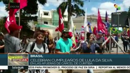 Celebran el cumpleaños de Lula en Curitiba y exigen su libertad