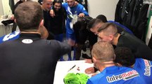 Coupe de France - La joie du vestiaire du CHASSIEU-DECINES FC après la qualification à l'AS MISERIEUX-TREVOUX