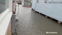Entire neighborhood underwater from nor'easter flooding