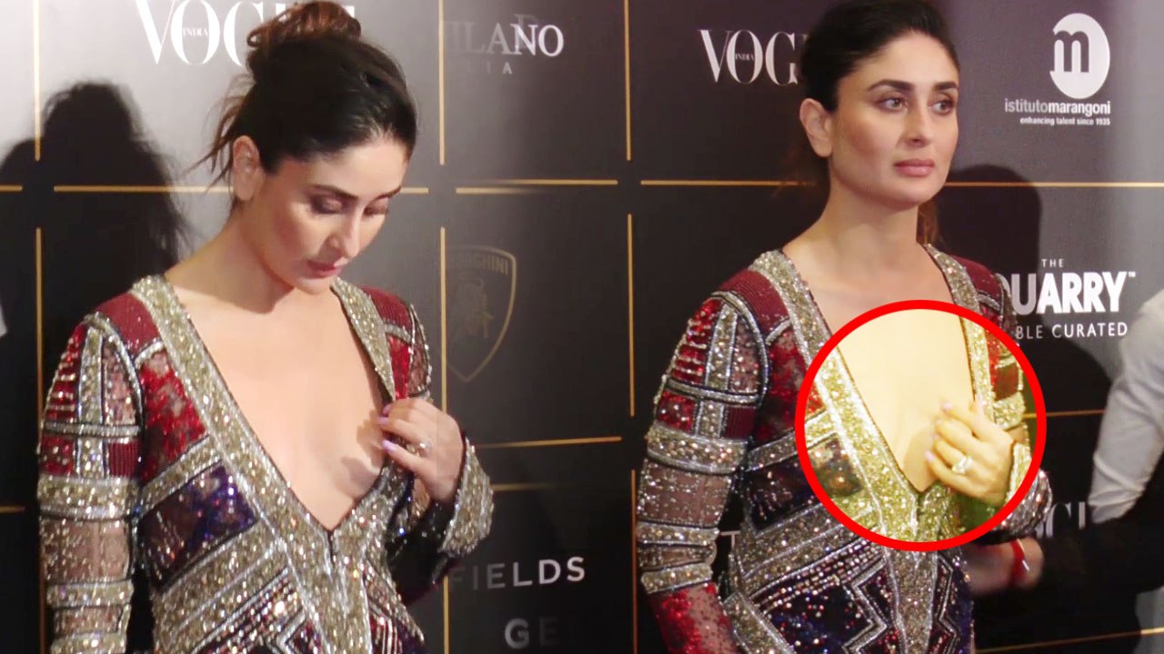 Kareena Kapoor Khan feels UNCOMFORTABLE in deep gown at Vogue Awards 2018;  Watch Video | FilmiBeat - video Dailymotion