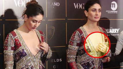 Kareena Kapoor Khan feels UNCOMFORTABLE in deep gown at Vogue Awards 2018; Watch Video | FilmiBeat