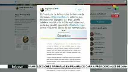 Felicita canciller venezolano al pueblo brasileño por jornada cívica