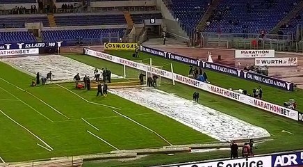 Lazio-Inter, tolti i teli all'Olimpico