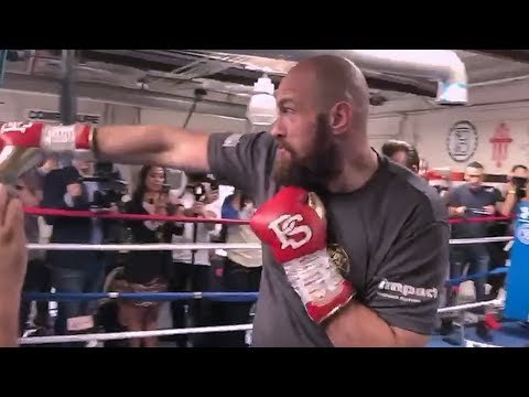 Tyson Fury SHATTERS PADS with Trainer Ben Davison ahead of Deontay Wilder Heavyweight Clash!