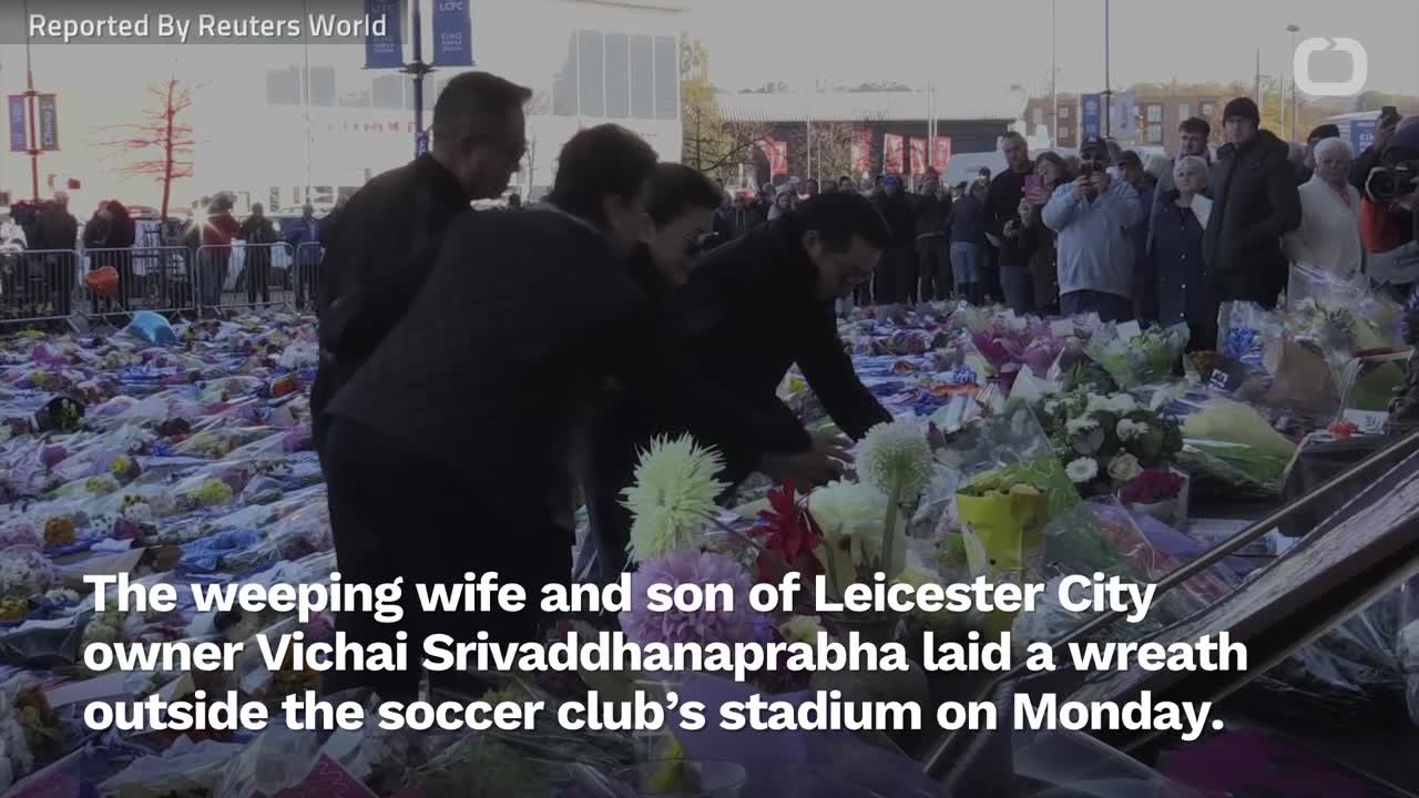 Family Lay Wreath At UK Stadium After Leicester Owner Killed In Helicopter Crash