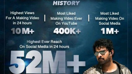 Prabhas's Saaho Making Video Created Few Records In Social Media