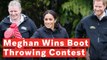 Meghan Beats Prince Harry To Win 'Gumboot' Throwing Challenge In New Zealand