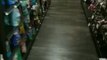 Pet Shop Employee Naps on Shelves Inside Store