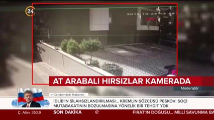 At arabalı hırsızlar kamerada